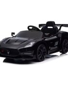 Nichiduta Masinuta electrica pentru copii Maserati MC20 GT2 Black 300W cu echipare Premium si licenta pornire la buton scaun din piele slow start lumini suspensii roti din spuma Eva si scaun piele