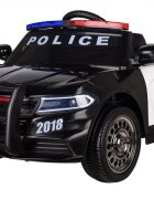 Nichiduta Masinuta electrica pentru copii Police Patrol Black 70W cu girofar politie si statie unitate audio cu display baterie USB si sistem troller