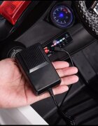 Nichiduta Masinuta electrica pentru copii Police Patrol Black 70W cu girofar politie si statie unitate audio cu display baterie USB si sistem troller