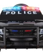 Nichiduta Masinuta electrica pentru copii Police Patrol Black 70W cu girofar politie si statie unitate audio cu display baterie USB si sistem troller