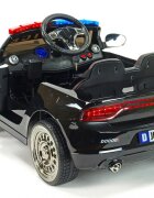 Nichiduta Masinuta electrica pentru copii Police Patrol Black 70W cu girofar politie si statie unitate audio cu display baterie USB si sistem troller