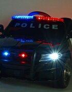 Nichiduta Masinuta electrica pentru copii Police Patrol Black 70W cu girofar politie si statie unitate audio cu display baterie USB si sistem troller