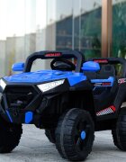 Nichiduta Masinuta electrica pentru copii Super Car Blue 12V 70W cu telecomanda scaun din piele functii muzicale slow start Usb si lumini