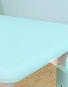 Nichiduta Masuta din plastic pentru copii 60x60 cm cu inaltime reglabila pe 7 nivelemargini rotunjitepicioare antiderapante pentru activitati acasacresa sau gradinita Blue