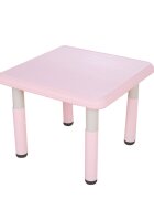 Nichiduta Masuta din plastic pentru copii 60x60 cm cu inaltime reglabila pe 7 nivelemargini rotunjitepicioare antiderapante pentru activitati acasacresa sau gradinita Pink