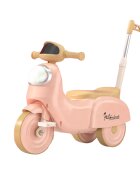Nichiduta Motocicleta cu pedale pentru copii 3in1 Fast Pink cu maner parental detasabilfar cu lumina LEDmuzicaspatiu de depozitarestructura stabilasistem antirasturnareroti rezistenteunghi de viraj limitat