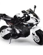Nichiduta Motocicleta electrica pentru copii 12V 90W BMW 528 RR cu pornire la cheie roti eva si scaun de piele doua motoare puternice si cric pliabil