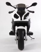 Nichiduta Motocicleta electrica pentru copii 12V 90W BMW 528 RR cu pornire la cheie roti eva si scaun de piele doua motoare puternice si cric pliabil