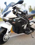 Nichiduta Motocicleta electrica pentru copii 12V 90W BMW 528 RR cu pornire la cheie roti eva si scaun de piele doua motoare puternice si cric pliabil
