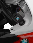 Nichiduta Motocicleta electrica pentru copii 12V 90W BMW 528 RR cu pornire la cheie roti eva si scaun de piele doua motoare puternice si cric pliabil