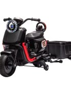 Nichiduta Motocicleta electrica pentru copii SafeRider 95 Blackremorca detasabilaroti ajutatoaremotor 35wacumulator 6V7Ahfar cu lumini LEDroti rezistentemanere ergonomicemuzicapornire la buton