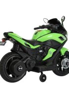 Nichiduta Motocicleta electrica pentru copii Storm Green motor 38wscaun confortabil din piele ecologicaroti ajutatoareoglinzi retrovizoarelumini LEDmuzicapornire la butonsuport picioaremanere ergonomice