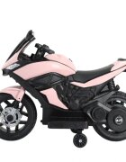 Nichiduta Motocicleta electrica pentru copii Storm Pink motor 38wscaun confortabil din piele ecologicaroti ajutatoareoglinzi retrovizoarelumini LEDmuzicapornire la butonsuport picioaremanere ergonomice