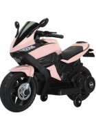 Nichiduta Motocicleta electrica pentru copii Storm Pink motor 38wscaun confortabil din piele ecologicaroti ajutatoareoglinzi retrovizoarelumini LEDmuzicapornire la butonsuport picioaremanere ergonomice