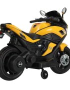Nichiduta Motocicleta electrica pentru copii Storm Yellow motor 38wscaun confortabil din piele ecologicaroti ajutatoareoglinzi retrovizoarelumini LEDmuzicapornire la butonsuport picioaremanere ergonomice