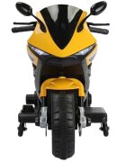 Nichiduta Motocicleta electrica pentru copii Storm Yellow motor 38wscaun confortabil din piele ecologicaroti ajutatoareoglinzi retrovizoarelumini LEDmuzicapornire la butonsuport picioaremanere ergonomice