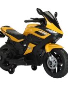 Nichiduta Motocicleta electrica pentru copii Storm Yellow motor 38wscaun confortabil din piele ecologicaroti ajutatoareoglinzi retrovizoarelumini LEDmuzicapornire la butonsuport picioaremanere ergonomice