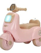 Nichiduta Motocicleta RideON fara pedale pentru copii Happy Lets GO Pink cu far lumina LED muzica sezut ergonomic cu spatiu depozitare sistem de siguranta antirasturnaredimensiune 53x26x53 cm