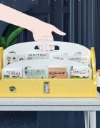 Nichiduta Organizator pentru carti Happy Car Yellow