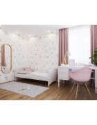 Nichiduta Pat din lemn cu protectie laterala Laura 140x80 cm Alb