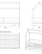 Nichiduta Pat tineret din lemn cu Sertar 160 x 80 cm tip Casuta Alba