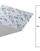 Nichiduta Paturica pentru copii Flowers Grey Blue cu doua fete material bumbac minky 100 dimensiune 75 x 100 cm
