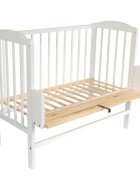Nichiduta Patut balansoar din lemn pentru bebelusi cu laterala detasabila 90x40 cm Maria Alb