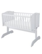 Nichiduta Patut balansoar din lemn Sweet Dream White pentru bebelusi 90x40 cm cu roti incluseMutare usoaraMargini rotunjiteVopsele si materiale sigureSolid si sigur de utilizat