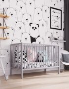 Nichiduta Patut din lemn 120x60 cm cu inaltime saltea reglabila pe 3 nivele Dominic Gri + Saltea cocos 12 cm
