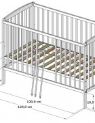 Nichiduta Patut din lemn Grace Alb 120x60 cm cu bariera inclusarecomandat pana la 4 anisomiera reglabila pe 3 nivelesistem 3 bare detasabile