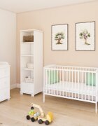 Nichiduta Patut din lemn Grace Alb 120x60 cm cu bariera inclusarecomandat pana la 4 anisomiera reglabila pe 3 nivelesistem 3 bare detasabile