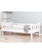 Nichiduta Patut din lemn MDF Stas Alb 140x70 cu laterala de protectie 90 cm inclusamargini rotunjitevopsea ecologica pe baza de apadesign modern