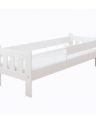 Nichiduta Patut din lemn MDF Stas Alb 140x70 cu laterala de protectie 90 cm inclusamargini rotunjitevopsea ecologica pe baza de apadesign modern