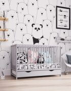 Nichiduta Patut din lemn pentru copii Dominic Gri design modern cu somiera reglabila pe 3 inaltimi distincte dimensiunea exterioara 125 x 65 cm