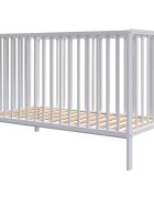 Nichiduta Patut din lemn pentru copii Dominic Gri design modern cu somiera reglabila pe 3 inaltimi distincte dimensiunea exterioara 125 x 65 cm