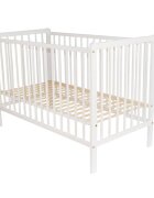Nichiduta Patut din lemn pentru copii pana la 4 ani cu suport saltea reglabil si sistem 3 bare detasabile 120x60 cm Martin Alb