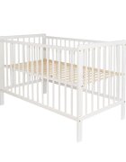 Nichiduta Patut din lemn pentru copii pana la 4 ani cu suport saltea reglabil si sistem 3 bare detasabile 120x60 cm Martin Alb