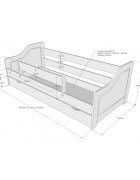 Nichiduta Patut din lemn si MDF Lili Alb 140x80 cm + bariera de siguranta 90 cmmargini rotunjitemateriale si vopsele sigure pentru copii