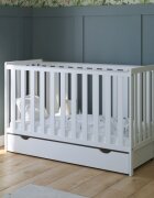Nichiduta Patut din lemn si MDF pentru copii Bambi Alb cu sertar pe rotibariera de protectie2 bare detasabilevopsele ecologice margini rotunjitedimensiuni interioare 120x60 cm