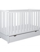 Nichiduta Patut din lemn si MDF pentru copii Bambi Alb cu sertar pe rotibariera de protectie2 bare detasabilevopsele ecologice margini rotunjitedimensiuni interioare 120x60 cm