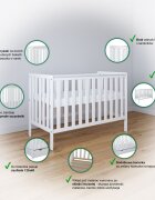 Nichiduta Patut din lemn si MDF pentru copii Bambi Alb margine din silicon pentru protectie dintisori vopsele ecologice pe baza de apa dimensiuni interioare 120x60 cm