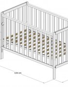 Nichiduta Patut din lemn si MDF pentru copii Bambi Cashmere cu laterala culisantaroti cu blocare vopsele ecologice pe baza de apa margini rotunjite dimensiuni interioare 120x60 cm