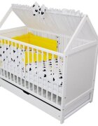 Nichiduta Patut din lemn tip Casuta 140x70 cm cu sertar Domek Alb