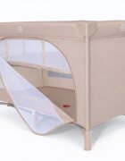 Nichiduta Patut pliabil pentru copii Beige cu doua nivele multifunctional 2 in 1 cadru din otel material poliester 210D roti cu franare dimensiune 125 x 65 x 77 cm geanta de transport inclusa