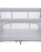 Nichiduta Patut pliabil pentru copii Grey cu doua nivele multifunctional 2 in 1 cadru din otel material poliester 210D roti cu franare dimensiune 125 x 65 x 77 cm geanta de transport inclusa