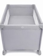 Nichiduta Patut pliabil pentru copii Grey cu doua nivele multifunctional 2 in 1 cadru din otel material poliester 210D roti cu franare dimensiune 125 x 65 x 77 cm geanta de transport inclusa