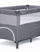 Nichiduta Patut pliabil pentru copii Grey laterala culisanta doua nivele cadru din otel material poliester 210D roti cu frana buzunar lateral dimensiune 125 x 65 x 77 cm geanta de transport inclusa