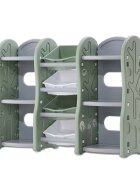 Nichiduta Raft organizator jucarii pentru copii Tree Green cu 4 cutii si 6 rafturirobust cu margini rotunjiteideal pentru acasacrese si gradinite