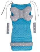 Nichiduta Set 4 in 1 Minky pentru carucior cu salteluta perna 2 protectii centuri si protectie bara Turquoise