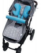 Nichiduta Set 4 in 1 Minky pentru carucior cu salteluta perna 2 protectii centuri si protectie bara Turquoise